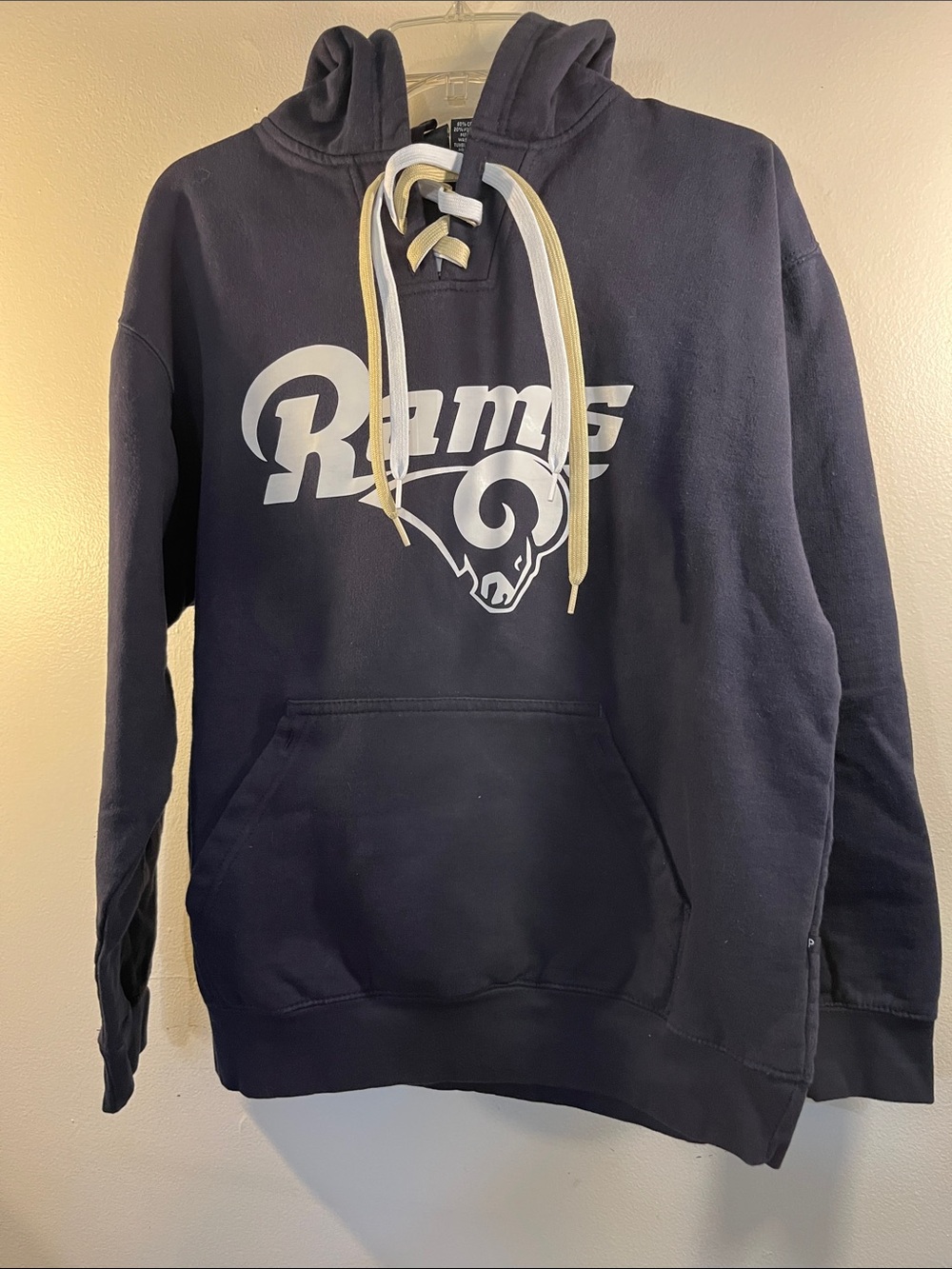 Navy Crewneck Hoodie with White Rams Logo